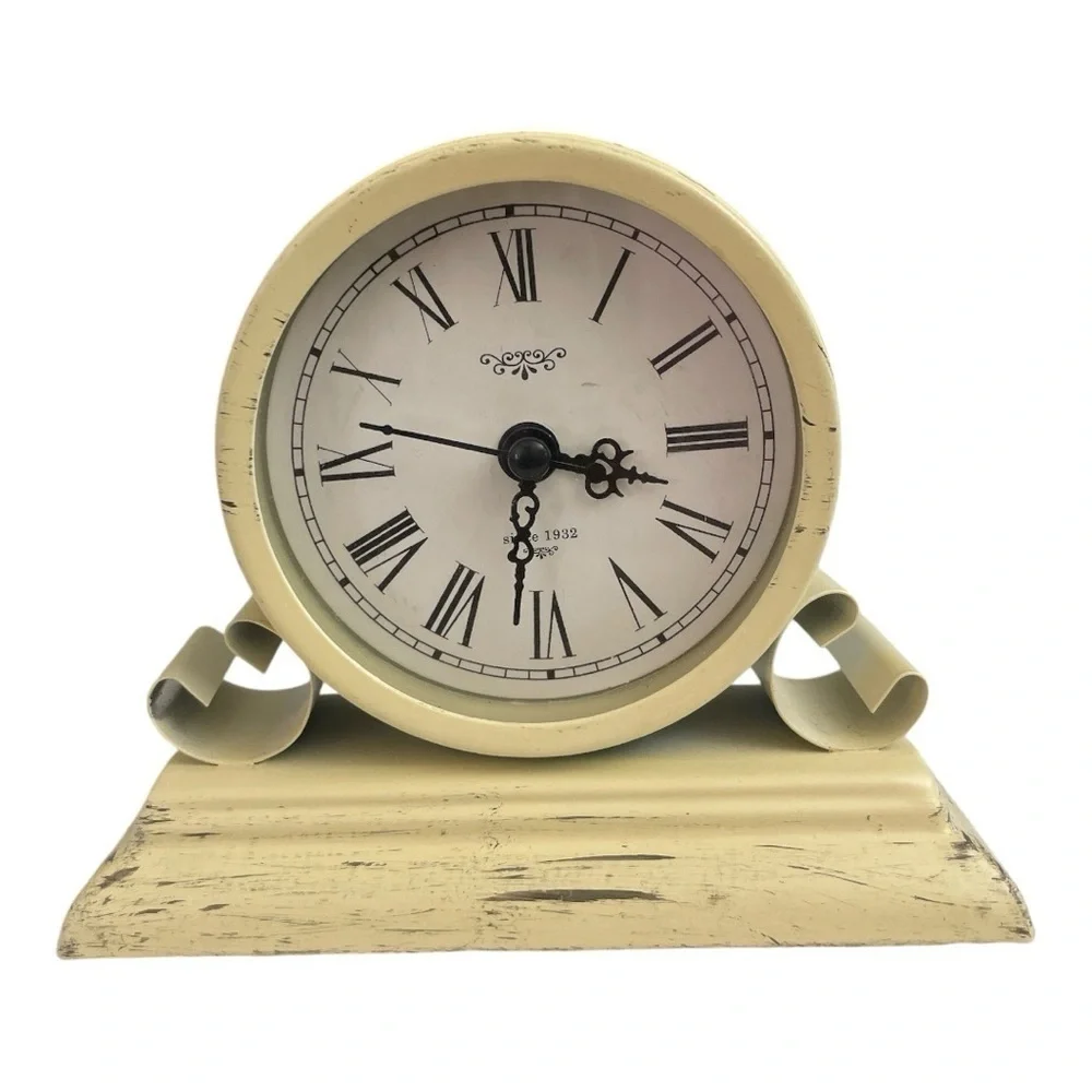 Kirkland’s Distressed Ivory Metal Tabletop Clock